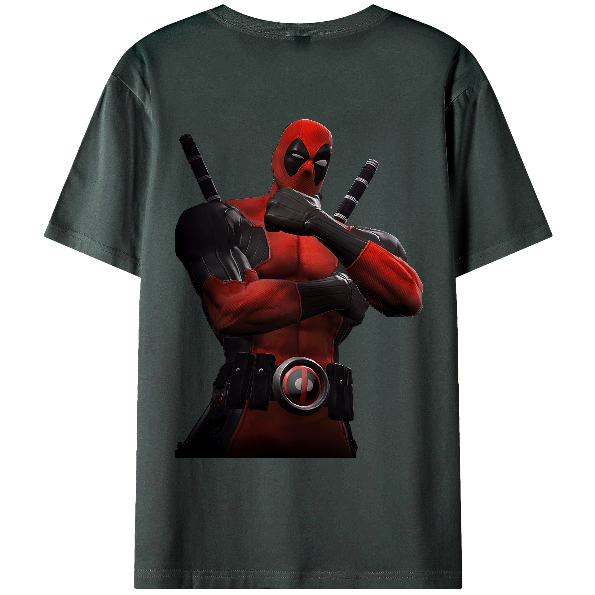 （画像用） Deadpool デッドプール 綿100％ メンズ半袖Tシャツ（バックプリント） 通気性